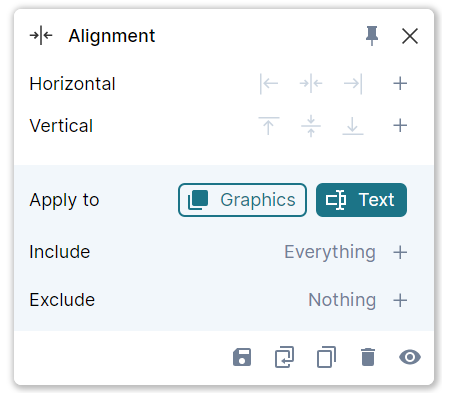 Alignment settings for graphics and text