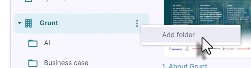 Add a folder from the company workspace menu
