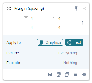 Independent margin controls and the Apply to selection