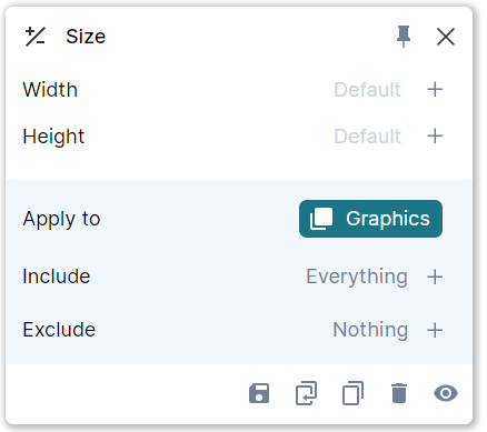 Width and height modes in the Size rule