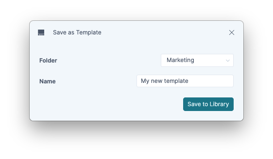 Choose the folder and name for content saved to the library